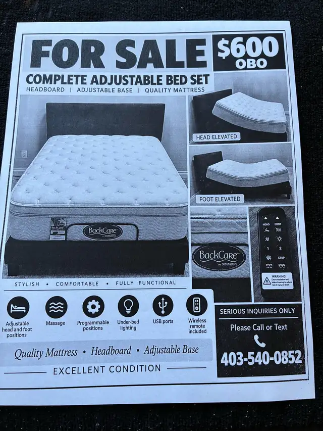 Simmons Queen Size BackCare Adjustable Bed Set