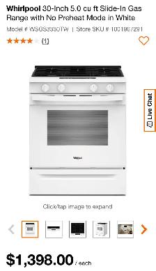Whirlpool 30-inch 5.0 cu. ft. Gas Range