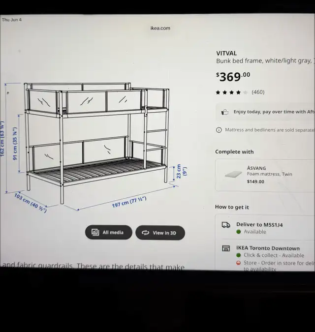 IKEA Bunk bed for sale with 1 mattress
