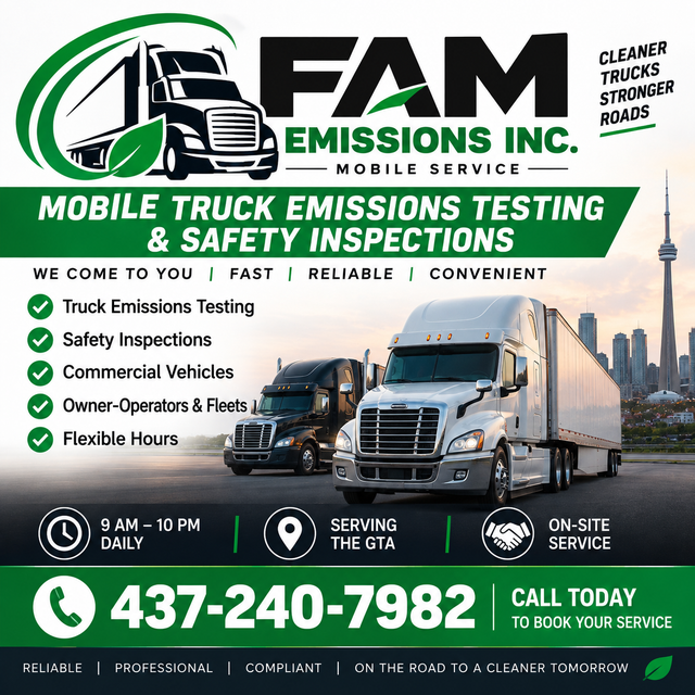 Mobile Truck Emissions Testing & Safety Inspections – GTA