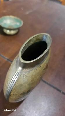 Beau lot de brass/laiton  émaillé vase/pot/bol - Photo 8