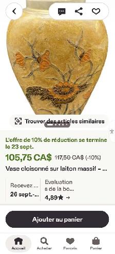 Beau lot de brass/laiton  émaillé vase/pot/bol - Photo 10
