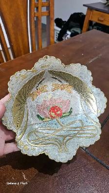 Assiettes en laiton/brass émaillées vintage - Photo 6