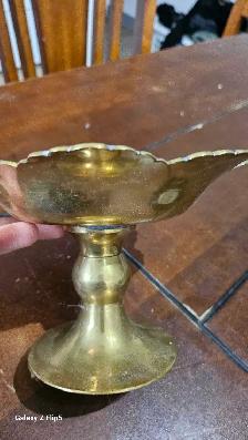 Assiettes en laiton/brass émaillées vintage - Photo 8