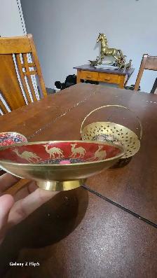 Lot de bol en brass/laiton vintage émaillées - Photo 6