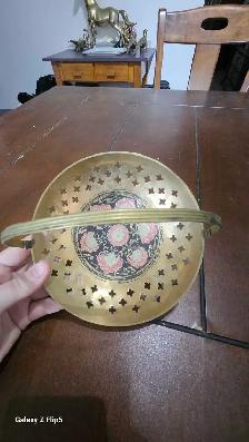 Lot de bol en brass/laiton vintage émaillées - Photo 8