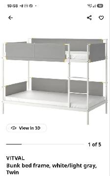 Bunk bed frame, white/light grayTwin - Photo 2