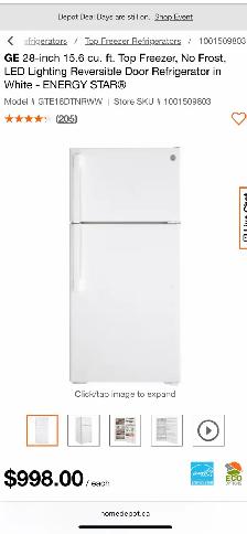 NEW 28" GE Top Freezer Fridge  (15.6 Cu.Ft) Frost Free - Photo 10