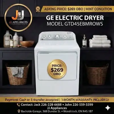 GE White Electric Dryer - 7.2 cu. ft. - with Warranty