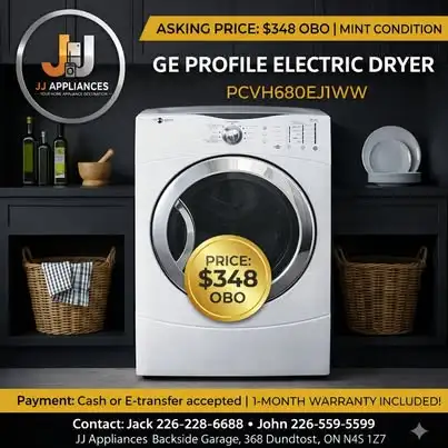 GE Profile White Electric Dryer - Large Capacity - with Warranty