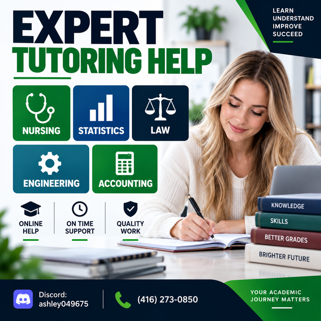 NURSING TUTORING HELP, STATISTICS, LAW, ENGINEERING, ACCOUNTING