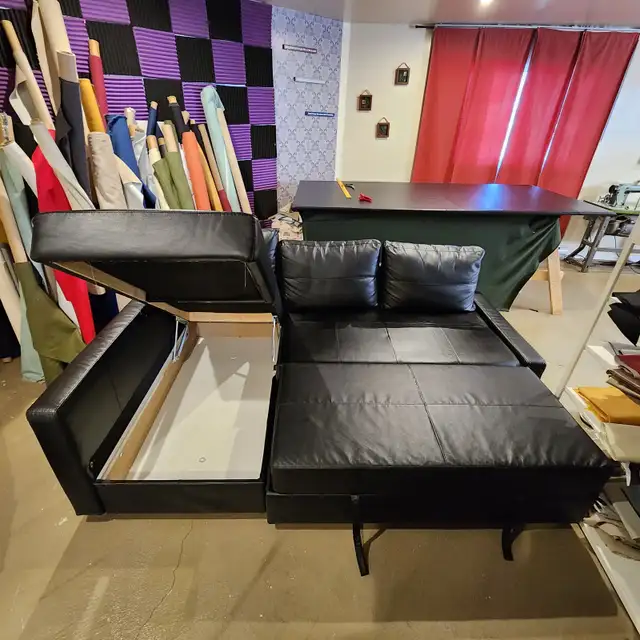 IKEA Black Leather-Look Sofa Bed – Free Delivery