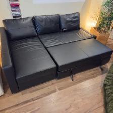 Like NEW black leather IKEA sectional sofa bed   FREE DELIVERY