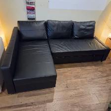 Like NEW black leather IKEA sectional sofa bed   FREE DELIVERY - Photo 2
