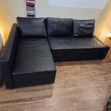 Like NEW black leather IKEA sectional sofa bed   FREE DELIVERY - Photo 3