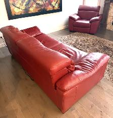 Natuzzi Editions Red Italian Leather Power Reclining Sofa/Chair