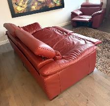 Natuzzi Editions Red Italian Leather Power Reclining Sofa/Chair - Photo 2
