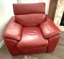 Natuzzi Editions Red Italian Leather Power Reclining Sofa/Chair - Photo 5