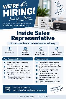 Now Hiring: Inside Sales Representative – Markham