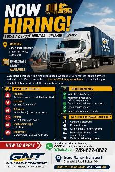 LOCAL AZ TRUCK DRIVERS – ONTARIO
