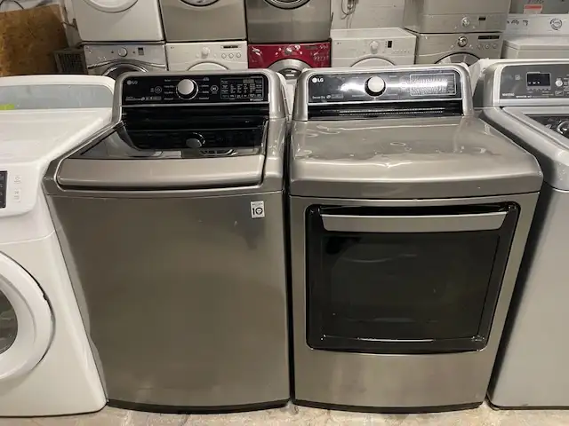 Laveuse sécheuse top load grises grande capacité LG