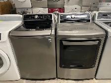 Laveuse sécheuse top load grises grande capacité LG