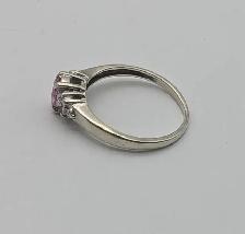 (B6143) Ring White Gold 10K with Pink Gem 1.9 Grams Size 6.5 - Photo 3