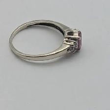 (B6143) Ring White Gold 10K with Pink Gem 1.9 Grams Size 6.5 - Photo 5
