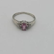 (B6143) Ring White Gold 10K with Pink Gem 1.9 Grams Size 6.5 - Photo 6