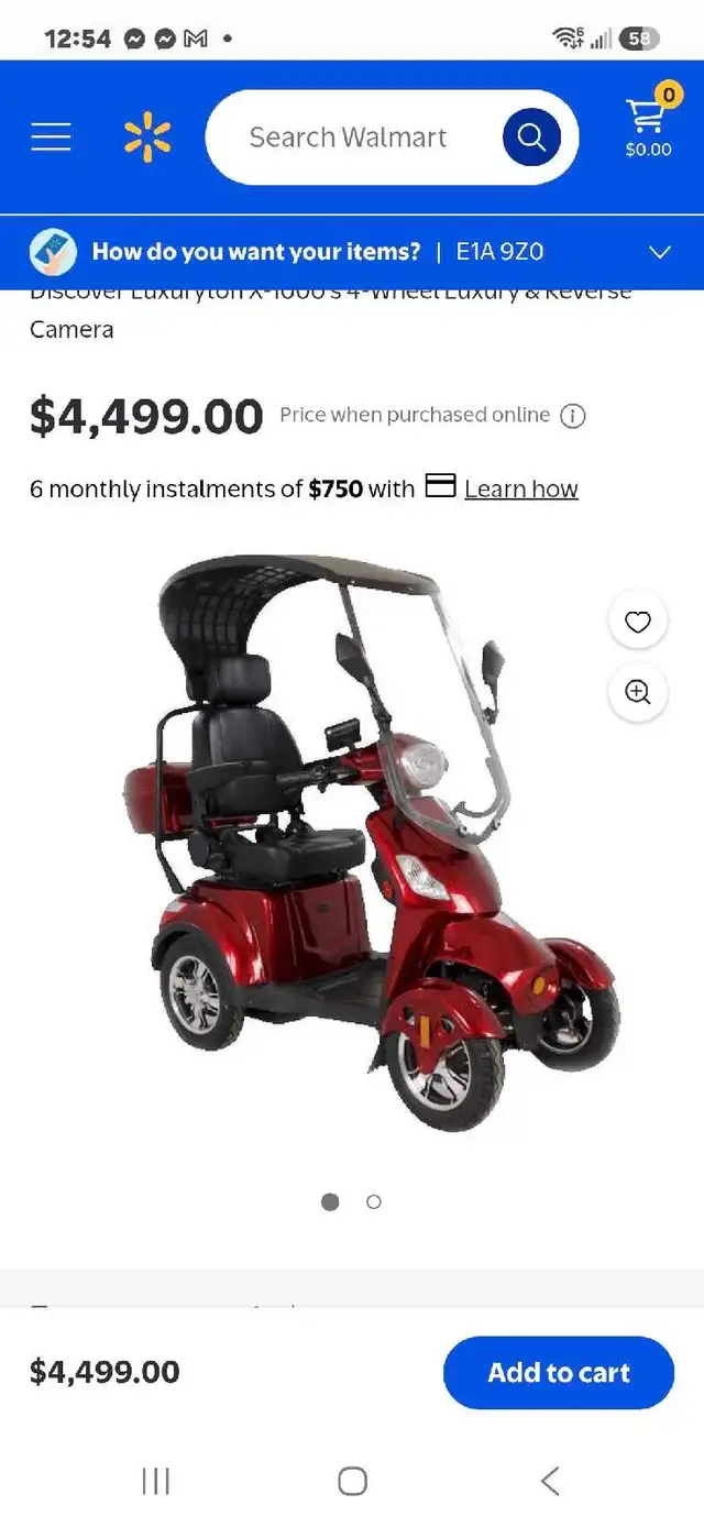 Seniors 4 wheel scooter with top