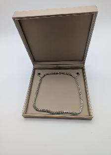 (B6115) Silver Chain with Clear Stones 6mm 20 inch 72.50 gram...