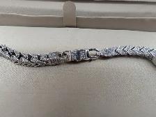 (B6115) Silver Chain with Clear Stones 6mm 20 inch 72.50 gram... - Photo 2