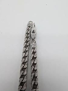 (B6115) Silver Chain with Clear Stones 6mm 20 inch 72.50 gram... - Photo 5