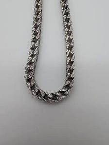 (B6115) Silver Chain with Clear Stones 6mm 20 inch 72.50 gram... - Photo 6