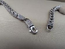 (B6115) Silver Chain with Clear Stones 6mm 20 inch 72.50 gram... - Photo 7