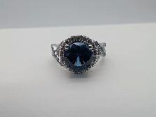 (B6012) Bradford Exchange Blue Lagoon Diamonesk Sterling Ring... - Photo 2
