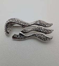 (B5799) Swarovski Silver Tone Crystal Pave Wave Brooch Pin Sw... - Photo 2