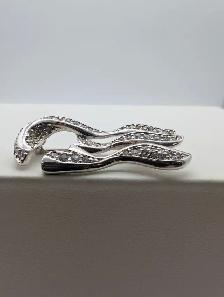 (B5799) Swarovski Silver Tone Crystal Pave Wave Brooch Pin Sw... - Photo 3