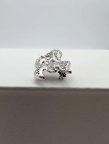 (B5799) Swarovski Silver Tone Crystal Pave Wave Brooch Pin Sw... - Photo 4