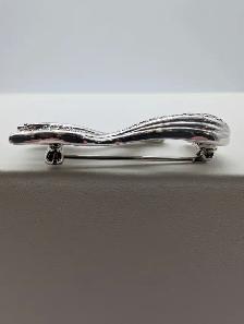 (B5799) Swarovski Silver Tone Crystal Pave Wave Brooch Pin Sw... - Photo 5