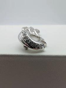 (B5799) Swarovski Silver Tone Crystal Pave Wave Brooch Pin Sw... - Photo 6
