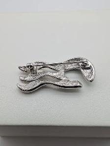 (B5799) Swarovski Silver Tone Crystal Pave Wave Brooch Pin Sw... - Photo 7