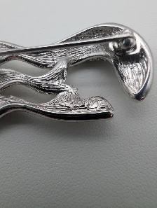 (B5799) Swarovski Silver Tone Crystal Pave Wave Brooch Pin Sw... - Photo 8