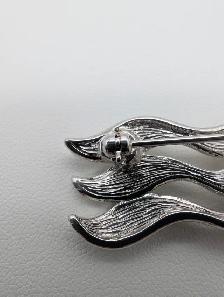 (B5799) Swarovski Silver Tone Crystal Pave Wave Brooch Pin Sw... - Photo 9