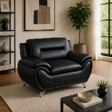 Gilan 3-Piece Sofa Set In Faux Leather Upholstery - Black - Photo 3