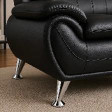 Gilan 3-Piece Sofa Set In Faux Leather Upholstery - Black - Photo 5