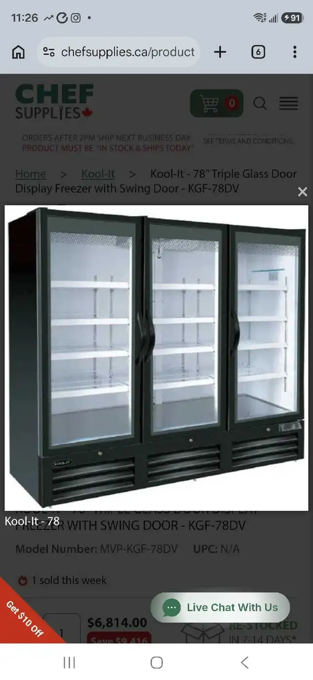 Commercial freezer for sale