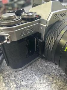 Canon AE-1 35mm Camera 200MM Lens Broken Battery As Is Door - Photo 2