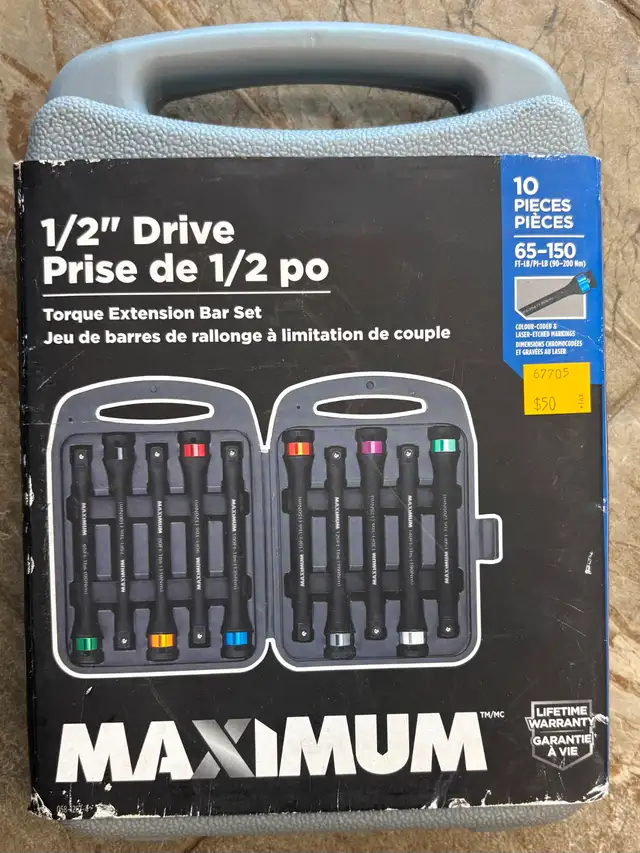 NEW / UNOPENED Maximum 10pc 1/2' Drive Torque Extension Set