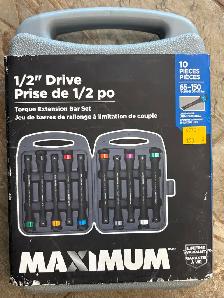 NEW / UNOPENED Maximum 10pc 1/2' Drive Torque Extension Set